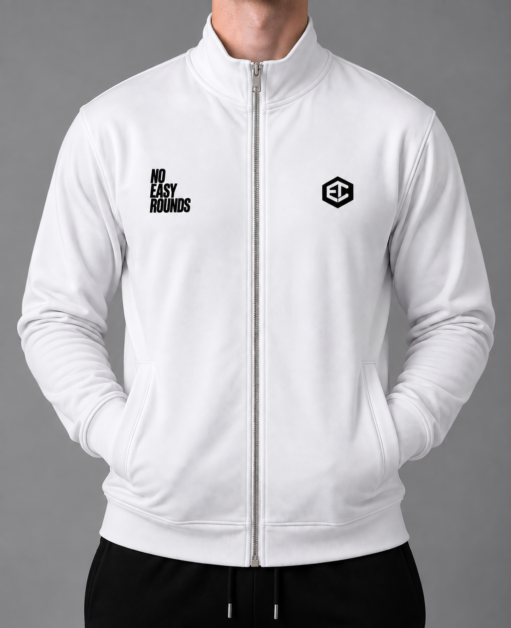 No Easy Rounds White Zip-Up