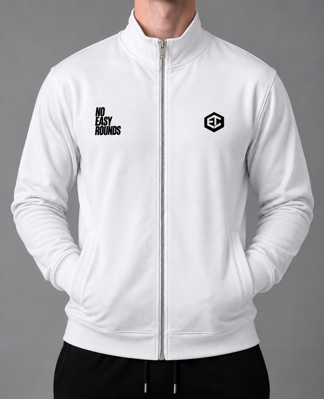 No Easy Rounds White Zip-Up